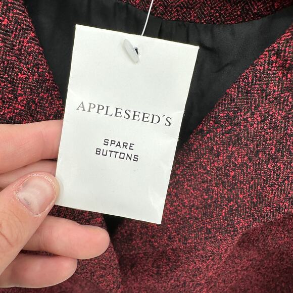 APPLESEEDS NWT Red & Black Tweed Notched Collar 3 Button Blazer // 18W - Picture 5 of 9